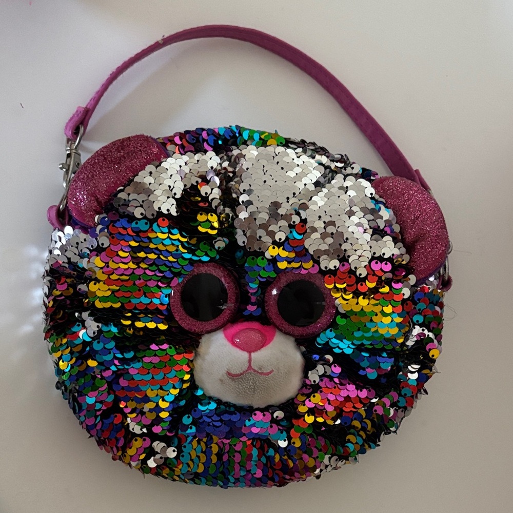 Kids Sequin Plush Animal Crossbody Bag - Pink Multicolor